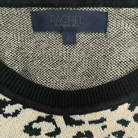 RACHEL ROY •cheetah print sweater LARGE Animal Print Viscose/ corpcore chic - Picture 6 of 7
